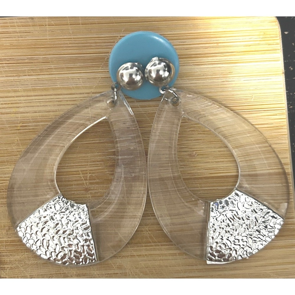 Unbranded Statement Earring Bundle Women OS Silver Clear Geometric Vintage Style - Picture 3 of 4